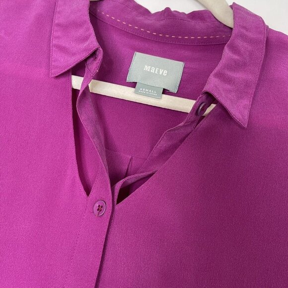 Anthropologie Maeve Silk Blouse Womens Size XS Pink Button Front Cutout Top - Picture 3 of 7